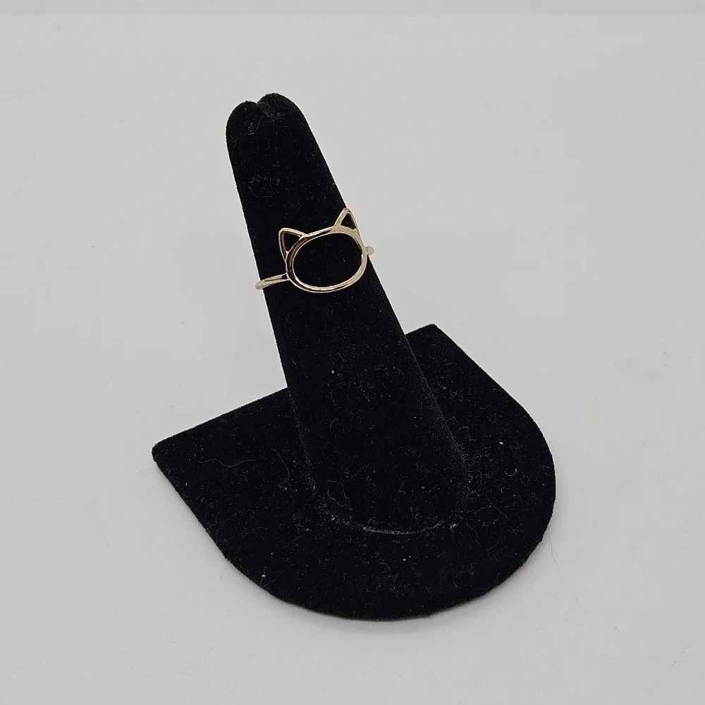 gold tone cat head cutout silhouette ring size 5.25